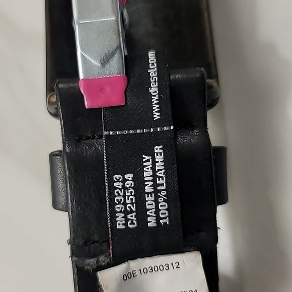 DIESEL 34 Vintage Y2K Black Leather Unisex Edgy Rocker Goth Silver Belt Buckle - Picture 5 of 16